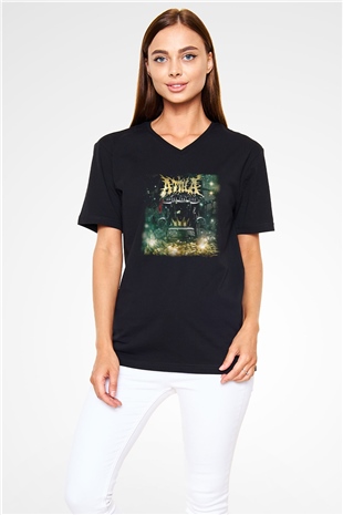 Atilla Siyah Unisex V Yaka Tişört