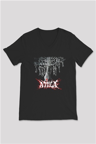 Atilla Siyah Unisex V Yaka Tişört