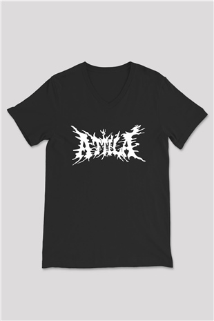Atilla Siyah Unisex V Yaka Tişört