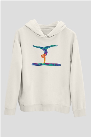 Atlet Beyaz Unisex Kapüşonlu Sweatshirt
