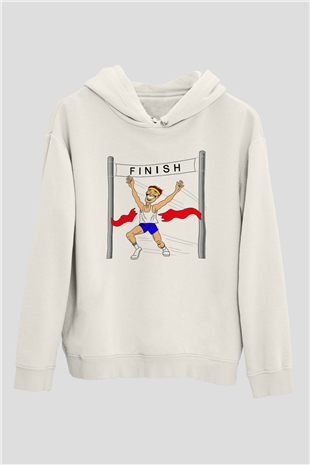 Atlet Beyaz Unisex Kapüşonlu Sweatshirt