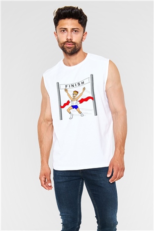 Atlet Beyaz Unisex Kolsuz Tişört