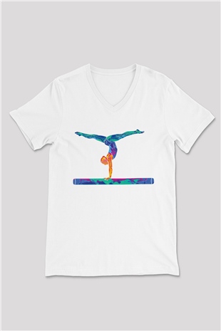 Atlet Beyaz Unisex V Yaka Tişört