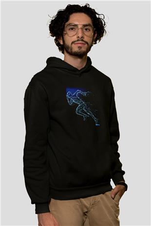Atletizm - Athletics Baskılı Unisex Siyah Hoodie