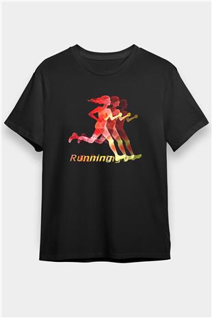Atletizm - Athletics Baskılı Unisex Siyah Tişört - Tshirt