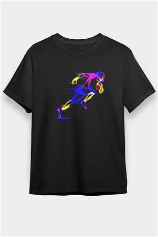 Atletizm - Athletics Baskılı Unisex Siyah Tişört - Tshirt