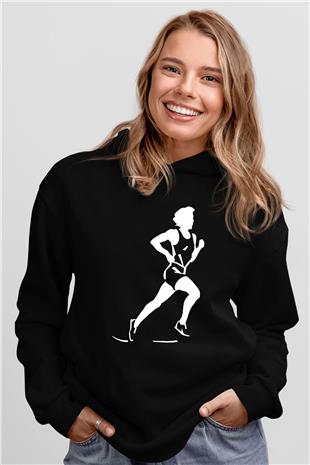 Atletizm - Athletics Baskılı Unisex Siyah Hoodie