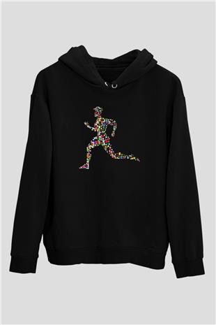 Atletizm - Athletics Baskılı Unisex Siyah Hoodie