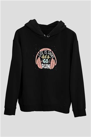 Atletizm - Athletics Baskılı Unisex Siyah Hoodie