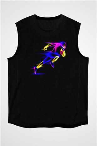 Atletizm - Athletics Baskılı Unisex Siyah Kolsuz Tişört