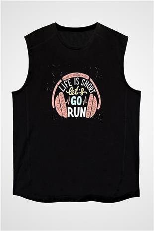 Atletizm - Athletics Baskılı Unisex Siyah Kolsuz Tişört