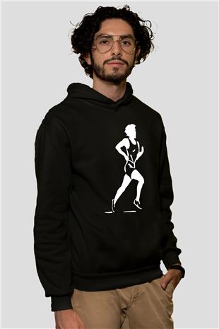 Atletizm - Athletics Baskılı Unisex Siyah Hoodie