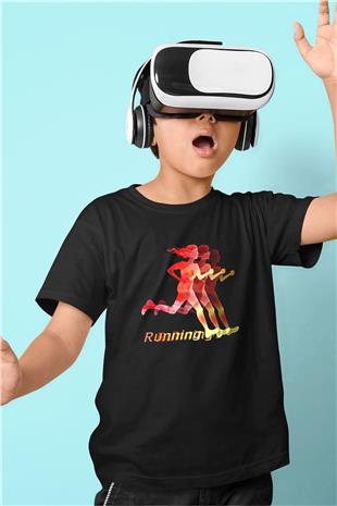 Atletizm - Athletics Baskılı Unisex Siyah Çocuk Tİşörtü - Tshirt