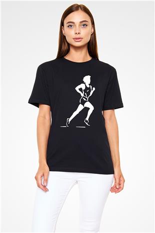 Atletizm - Athletics Baskılı Unisex Siyah Tişört - Tshirt
