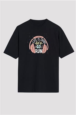 Atletizm - Athletics Baskılı Unisex Siyah Oversize Tişört