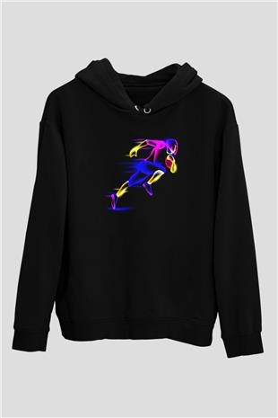 Atletizm - Athletics Baskılı Unisex Siyah Hoodie