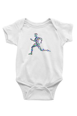 Atletizm Baskılı Beyaz Bebek Body - Zıbın