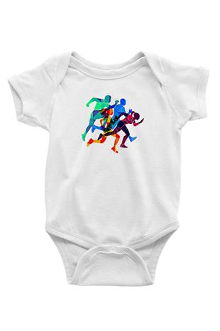 Atletizm Baskılı Beyaz Bebek Body - Zıbın