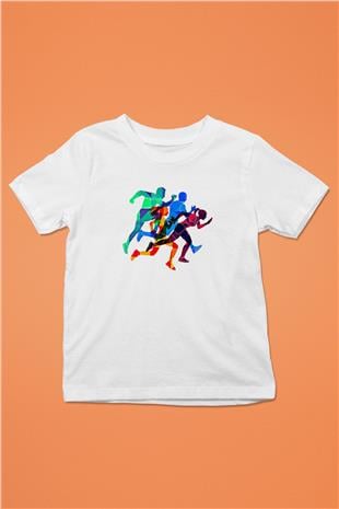 Atletizm Baskılı Unisex Beyaz Çocuk Tişört - Tshirt