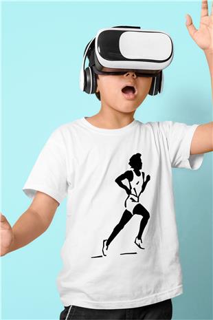 Atletizm Baskılı Unisex Beyaz Çocuk Tişört - Tshirt