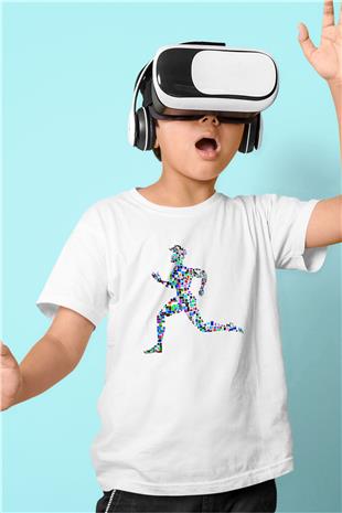 Atletizm Baskılı Unisex Beyaz Çocuk Tişört - Tshirt