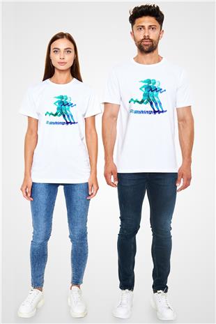 Atletizm Baskılı Unisex Beyaz Tişört - Tshirt