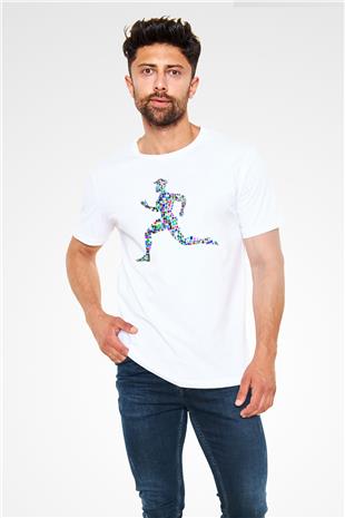 Atletizm Baskılı Unisex Beyaz Tişört - Tshirt