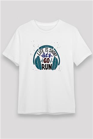 Atletizm Baskılı Unisex Beyaz Tişört - Tshirt