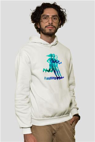 Atletizm Baskılı Unisex Ekru Hoodie