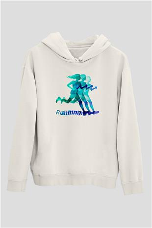 Atletizm Baskılı Unisex Ekru Hoodie