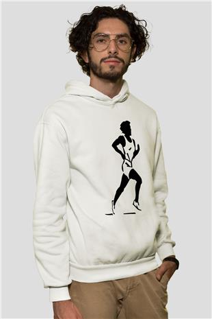 Atletizm Baskılı Unisex Ekru Hoodie