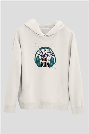 Atletizm Baskılı Unisex Ekru Hoodie