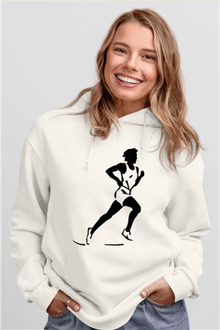 Atletizm Baskılı Unisex Ekru Hoodie