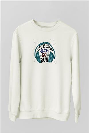 Atletizm Baskılı Unisex Ekru Sweatshirt