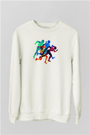 Atletizm Baskılı Unisex Ekru Sweatshirt