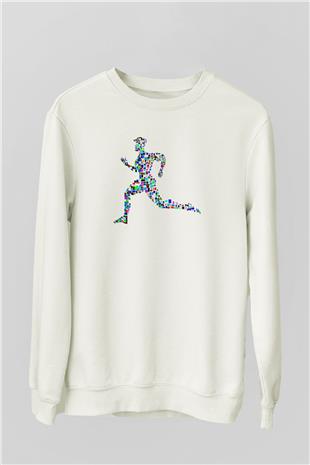 Atletizm Baskılı Unisex Ekru Sweatshirt