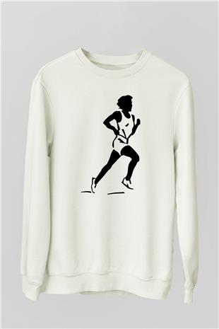 Atletizm Baskılı Unisex Ekru Sweatshirt