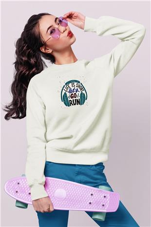 Atletizm Baskılı Unisex Ekru Sweatshirt