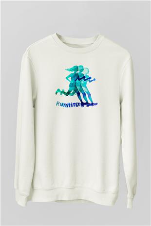 Atletizm Baskılı Unisex Ekru Sweatshirt