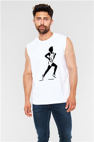 Atletizm Baskılı Unisex Kolsuz Beyaz Tişört