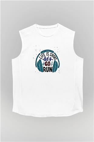Atletizm Baskılı Unisex Kolsuz Beyaz Tişört