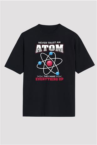 Atom Baskılı Unisex Oversize Tişört - Tshirt