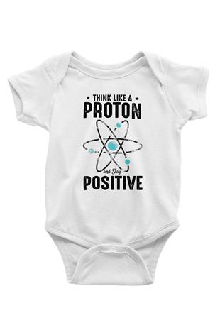 Atom Proton Baskılı Beyaz Bebek Body - Zıbın