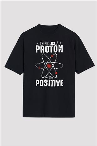 Atom Proton Baskılı Unisex Oversize Tişört - Tshirt