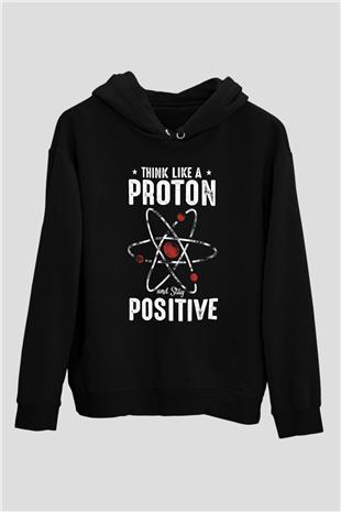 Atom Proton Baskılı Unisex Siyah Hoodie