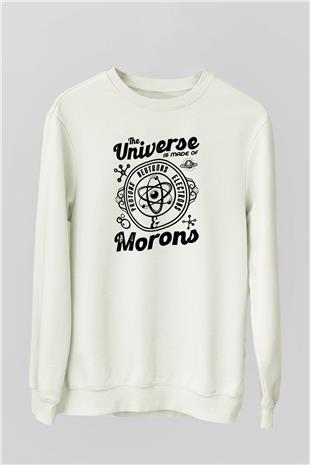 Atom Proton Nötron Eelektron Baskılı Unisex Ekru Sweatshirt