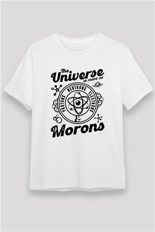 Atom Proton Nötron Eelektron Baskılı Unisex Beyaz Tişört - Tshirt