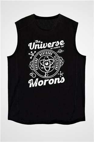 Atom Proton Nötron Eelektron Baskılı Unisex Kolsuz Siyah Tişört - Tshirt