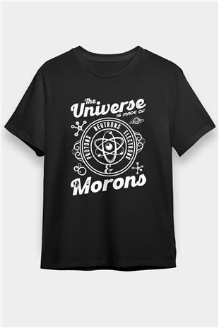 Atom Proton Nötron Eelektron Baskılı Unisex Siyah Tişört - Tshirt