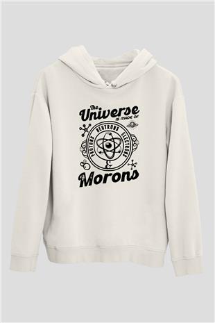 Atom Proton Nötron Eelektron Baskılı Unisex Ekru Hoodie